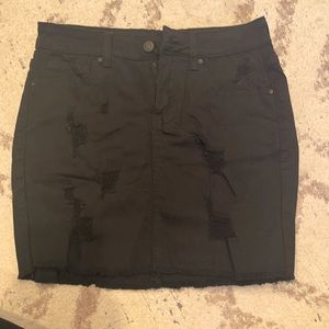 Black denim skirt